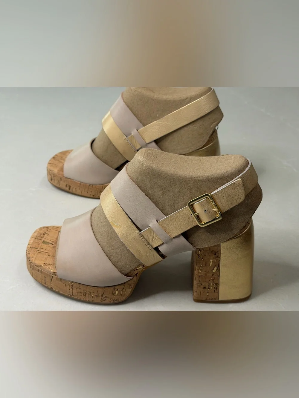 New Kork-Ease Maxi Platform Sandals Nude Gold Cork, 9